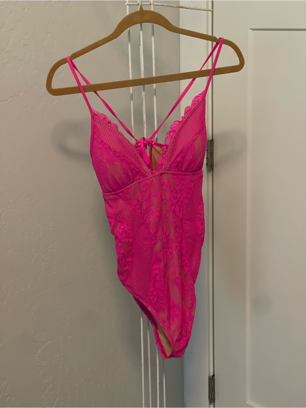 BCBGeneration Fuchsia lace One Piece Bathing Suit